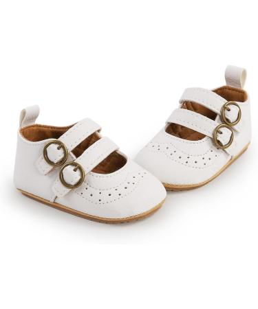 Baby Girls Mary Jane First Walking Shoes | Anti-Slip PU Leather | Infant Shoes 0-6 Months | White - Buy Online on GoSupps.com
