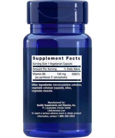 Life Extension Pyridoxal 5-Phosphate 100mg 60-Count Vegetarian Capsules - Pack of 120 - Buy Online on GoSupps.com