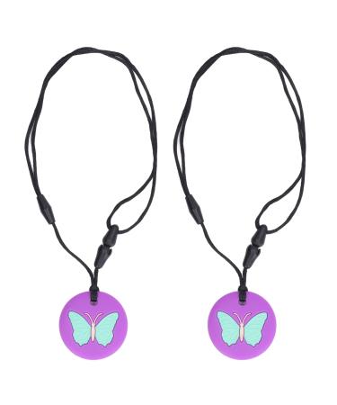 Colon chain sensory chewing chain to relieve symptoms safe silicone with suitable hardness easy to clean for growth 2 pieces (purple)