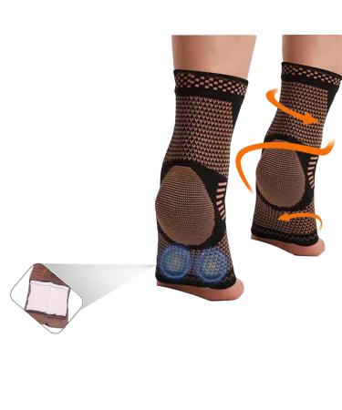 Copper Ankle Brace Socks Foot with Elastic Arch pads for Plantar Fasciitis Achilles Tendonitis Relief for Heel Pain Relief Arch Support for Sprained Ankle Compression Sleeve - Foot Support Foot Brace for Women & Men Daytime or Night Use Medium Black