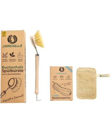 Chinchilla Sustainable Luffa Sponge Set - 7 Eco-Friendly Sponges + 1 Natural Fiber Rinse Brush | Reusable Kitchen Cleaning Set - Buy Online on GoSupps.com