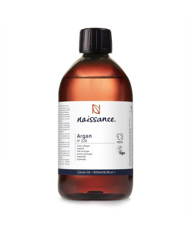 Naissance Argan Oil (no. 228) 500ml - Natural Growth Hair Mask Anti-Ageing Antioxidant Vegan Growth Hexane Free No GMO - Moisturiser & Conditioner for Face Skin Beard Cuticles & Hands 500 ml (Pack of 1)