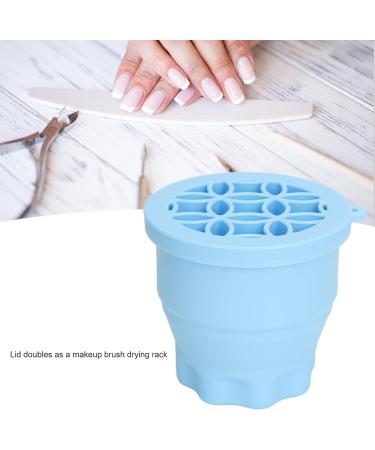 Makeup Brush Scrubber Makeup Brush Cleaning Bowl Portable Space Saving 2 in 1 Multifunctional Palm Size Folding with Brush Drying Rack for Daily (Blue) - Buy Online on GoSupps.com