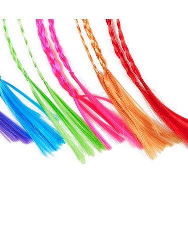 Buy 12 Colorful Hair Strands for Kids | Multi-colored Nylon Braided Extensions with Clips | Perfect for Parties & Decorations - Buy Online on GoSupps.com