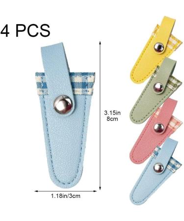 4pcs Leather Scissors Covers Colorful Lattice Scissors Caps Pointed Nipper Sheath Beauty Tool Supplies for Embroidery - Buy Online on GoSupps.com