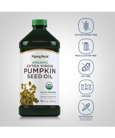Buy Piping Rock Organic Pumpkin Seed Oil 16oz - Cold Pressed Extra Virgin Non-GMO & Gluten Free - International Shipping Available - Buy Online on GoSupps.com