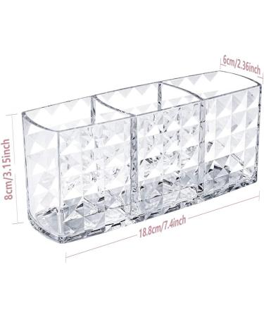 Ubetree Acrylic Makeup Organizer - 3 Compartment Cosmetic Storage for Eyeliners Lipsticks & Brushes - Transparent Vanity Holder for Bathroom & Office - Buy Online on GoSupps.com