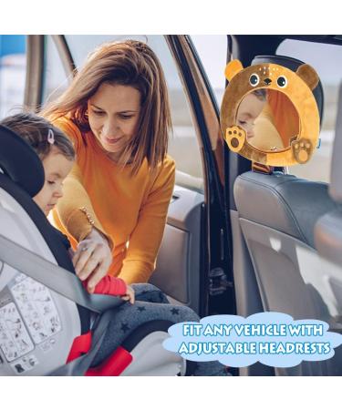 AIPINQI Baby Car Mirror | Rear and Forward Facing Easy View Cartoon Mirror for Infant and Newborn | 100% Shatterproof Safety | Bear Design - Buy Online on GoSupps.com