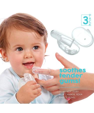 Calmyotis Baby Toothbrush - Finger Toothbrush for Dental Care & Gum Massage (0-24 Months) - 3 Pieces with Storage Box - Buy Online on GoSupps.com