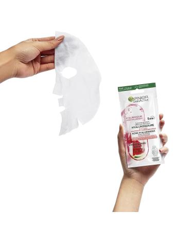 Garnier Vegan Cloth Face Mask - Anti-Aging Hyaluronic Acid & Watermelon Extract 15g - Smoothing Serum for Youthful Skin - Buy Online on GoSupps.com
