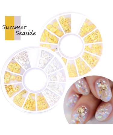 In Wheel Jewelry DIY Decoation Rivet Hollow Seaside Shell Nails Art Studs Gold Silver 3D Metal Decor(YS02) - Buy Online on GoSupps.com
