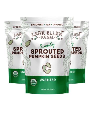 Lark Ellen Farm Sprouted Organic Pumpkin Seeds, Unsalted Raw Pumpkin Seeds Organic, Pepitas, Vegan, Non GMO, Gluten Free, Paleo, and Keto Friendly (14 oz, 3 Pack) 14 Ounce (Pack of 3)