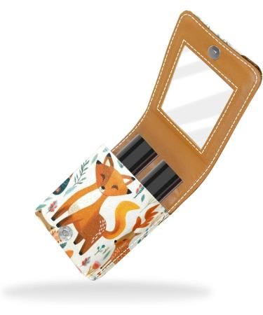 Colorful Fox Leather Lipstick Case | Mini Lip Gloss Organizer with Mirror - Perfect for Travel | J211v2eahr - Buy Online on GoSupps.com