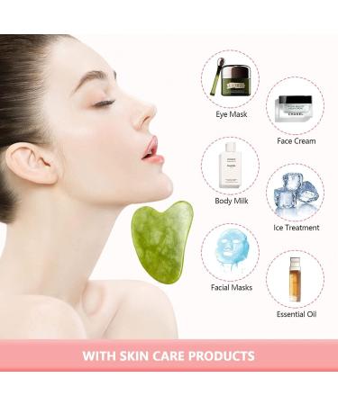 Gua Sha Gua Sha Facial Tool Guasha Tool for Face Guasha Natural Jade Stone Light Green - Buy Online on GoSupps.com
