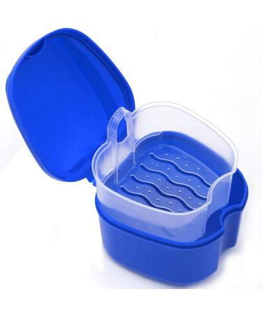 Buddenuu Dark Blue Prosthesis Case & Bath Box - Storage for False Teeth with Sieve & Basket for Travel - Buy Online on GoSupps.com