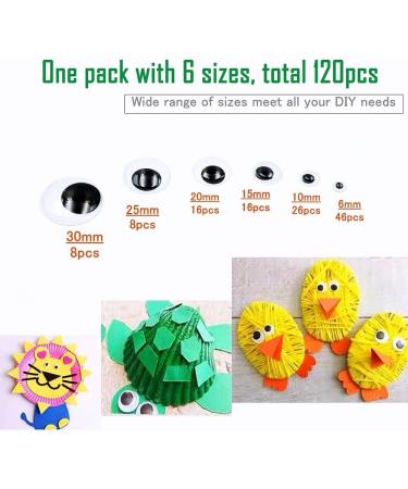 120pcs Black Self Adhesive Googly Eyes - Assorted Sizes 6mm to 30mm - Craft DIY Art Decorations - Buy Online on GoSupps.com