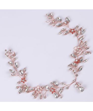 BERYUAN Women Girls Flower Crystal Rhinestone Hair Vine Rose Gold Wedding Headpiece Teardrop Crystal Rhinestone Bridal Headpiece Handmade Wedding Hairpiece for Women Girls (ROSE GOLD) - Buy Online on GoSupps.com