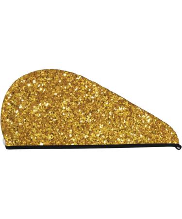 Gold Glitter Microfiber Hair Towel Wrap - Soft Super Absorbent Coral Velvet Quick Dry Cap for Long Curly & Thick Hair - Buy Online on GoSupps.com