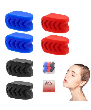 Jawline trainer 6 pieces of pine coach JAW coach for men and women 3 steps pine exercises 40lbs 50lbs 60lbs double chin remover jawline fitness ball of the jaw line jaw training 6 pieces (blue+red+black)