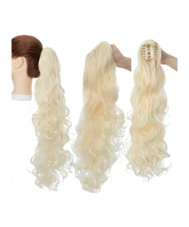 Ponytail Extension Long Wavy Ponytail Extension 24 Inch Claw Clip Pony Tail Hairpiece Claw Clip in Synthetic Long Wave Ponytail Hair Extainson for Women Girls Ponytail Hairpiece for Women (Color : 24inches #613