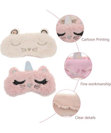 2 pi ces Masque de Sommeil Peluche pour Yeux Bandeau Doux et Cr atif pour Sieste Camping Rose et Blanc - Buy Online on GoSupps.com