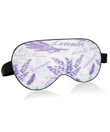 Purple Lavender Floral Sleep Mask for Women Men Soft & Comfortable Eye Mask Light Blocking Blindfold Adjustable Night Eye Cover for Travel Sleeping