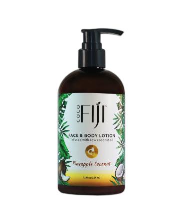 Coco Fiji Face & Body Lotion Infused With Coconut Oil | Lotion for Dry Skin | Moisturizer Face Cream & Massage Lotion for Women & Men | Pineapple Coconut 12 oz  Pack of 1 PineappleCoconut 12 Fl Oz (Pack of 1)
