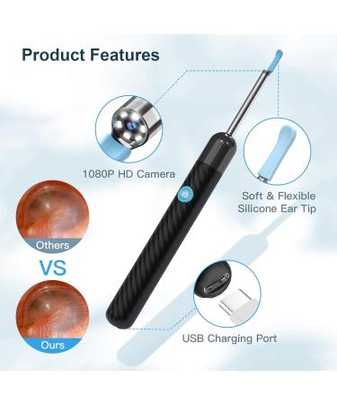 Wireless Otoscope 1080P Camera - Ear Wax Removal Kit with 6 LED Lights - Visual Ear Cleaner X6-Black - Buy Online on GoSupps.com