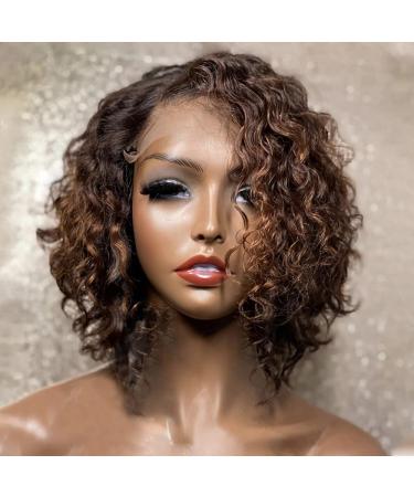 Hair.ly Curly Bob 13x6 T Part Lace Frontal Wig Human Hair - Brown Remy Hair 8 Inch - Buy Online on GoSupps.com
