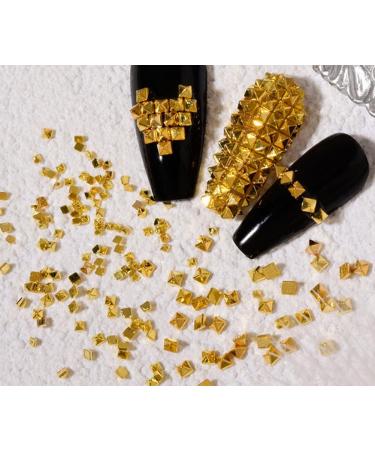 600Pcs Nail Art Punk Metalic Spike Studs Metallic Nail Art Punk Studs Rivets Manicure Gold Square Spike Studs Manicure Tips Nail Art Charms Nail Art Decoration Accessory-Solid - Buy Online on GoSupps.com