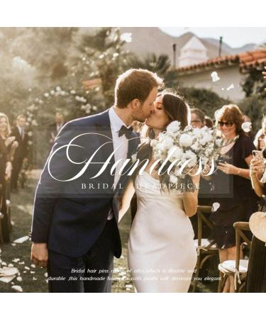 Handcess Leaves Bride Wedding Headband Silver Pearls Crystal Headpieces Rhinestone Bridal Hair Accessories for Bride and Bridesmaids - Buy Online on GoSupps.com