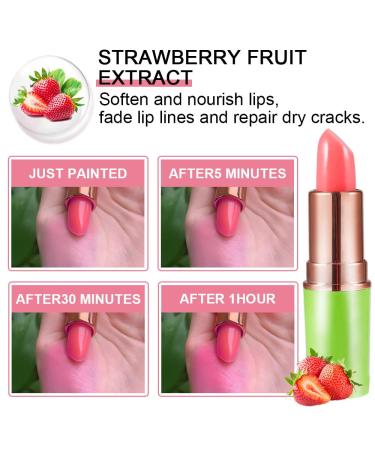 Magic Strawberry Color Changing Lipstick Set - Korean Jelly Lip Balm Stain for 24-Hour Wear - 2Pcs - Buy Online on GoSupps.com