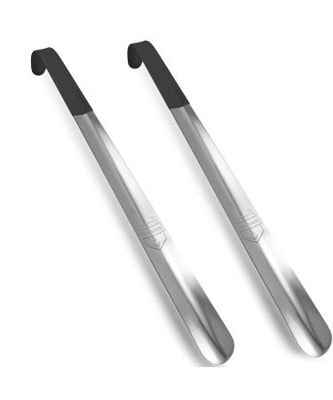 2 Pack Metal Shoe Horn Long Handle for Men 16.5" Extra Long Shoe Horn for Seniors Women Giant Shoe Horn for Kids Travel Black - Buy Online on GoSupps.com