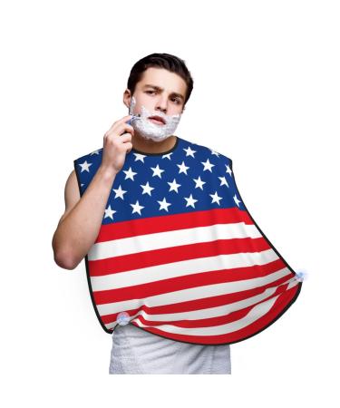 United States Of America Flag Beard Shaving Bib Hair Catcher Apron For Men 1