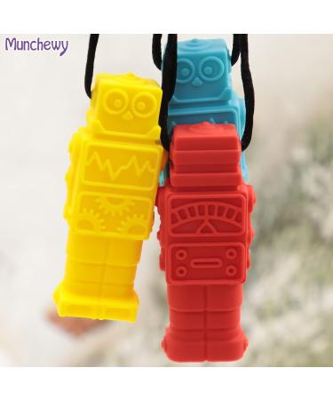 Munchewy Robot Sensory Caucettes - BPA-Free Chewable Jewelry for Autism ADHD & SPD | Chewing Sticks for Kids - Green Purple Orange (3 Pack) - Buy Online on GoSupps.com