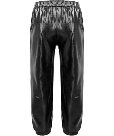 Girls Black Sparkle Metallic Dance Leggings | Kids Hip Hop Street Performance Pants - Buy Online on GoSupps.com