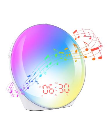 Laliled light alarm clock daylight alarm clock with 14 colors 16 brightness 10 natural noises sunrise - simulation alarm clock wake up light with FM radio snooze function for adults & children yellow