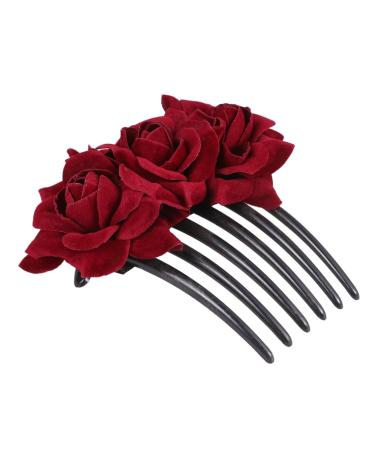 Didiseaon 1pc Womens Hair Accessories Floral Hair Accessories Womens Hair Clips Pearl Hair Clip Wedding Comb Bridal Headpiece Women Hair Accessories Black Barrettes Roses Rose Color Miss