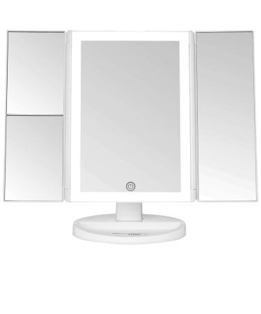 Absolutely Luvly Trifold Vanity Mirror with Lights | LED Makeup Mirror with Lights and Touch Screen Dimming - 1x 2x 3x Magnification - Portable Lighted Makeup Mirror | Great Vanity Mirror with Lights