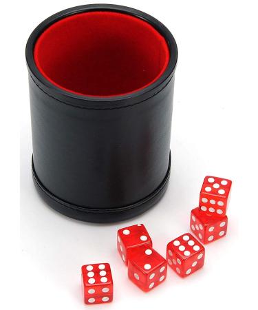 Harbor Loot Red Dice Shaker Cup Complete with Matching Dice Set of Six Red Translucent Dice
