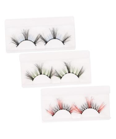 HAPINARY 3 Pairs False Lashes False Eyelashes Colored Lashes Makeup Fake Eyelashes Colored Fake Eyelashes Colored Eyelashes Cosplay Fake Lashes Fake Eyelash for Women Dense Fiber Set