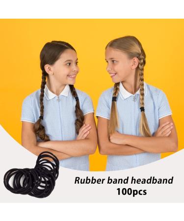 100PCS 4MM Black Elastic Hair Ties Ponytail Holders - 2 Inch Diameter Bands for Medium to Thick Hair - Curly Hair - Women or Men - Buy Online on GoSupps.com