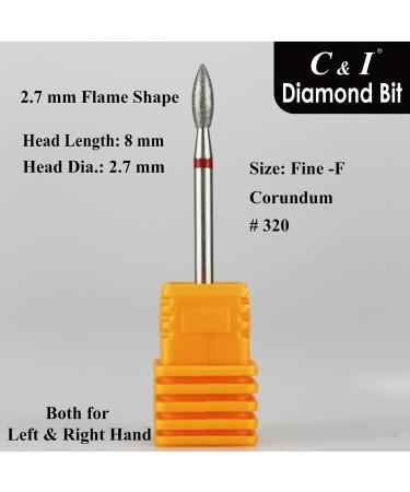 C & I Diamond Nail Drill Bit Flame Shape E-File Professional Cuticle Clean Drill Bit Improved Diamond Powder plus Tungsten Carbide Shank 3/32 (2.7 mm Fine -F) - Buy Online on GoSupps.com