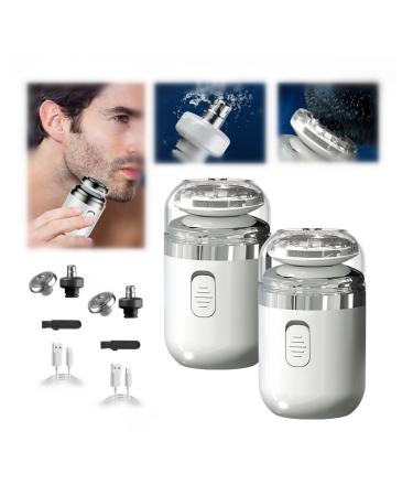 Capsule Shaver Portable Multifunctional Capsule Shaver 2 in 1 Capsule Mini Shaver for Men Washable Automatic Men's Electric Shaver Type-C Charging (White 2Pcs)