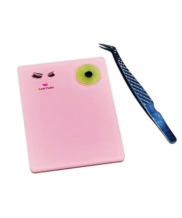 Buy 2-in-1 Acrylic Eyelash Extension Pallet & Round Jade Stone Set for Lash Grafting - Pink | International Shipping - Buy Online on GoSupps.com
