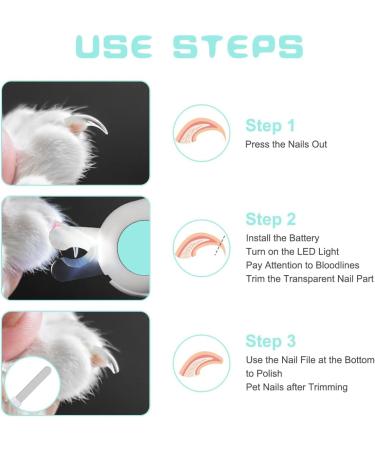 Adiwo 2-in-1 Nail Clippers with LED Light for Dogs & Cats - Claw Scissors Hinge Grinders & Nail Files - Pet Grooming Tool with Protective Spray-Resistant Design - Blue - Buy Online on GoSupps.com