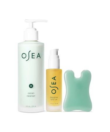 OSEA Glow & Go Facial Set Ocean Facial Cleanser DayGlow Face Oil & Gua Sha Clean Beauty Gift for Radiant Skin & Mother's Day - Buy Online on GoSupps.com
