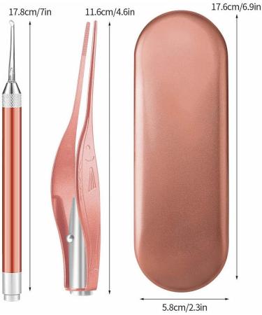 3pcs Ear Wax Removal Tool Set with LED Flashlight | Stainless Steel Ear Wax Cleaner for Baby and Adults | Tweezers Included | Rose Gold - Buy Online on GoSupps.com