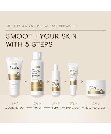 Korean Snail Essence Skin Care Kit Skincare Gifts for Women Include Gentle Cleanser Toner Eye Cream Serum Cream Long-Lasting Moisturizing & Nourishing Minimizes the Look of Wrinkles - Buy Online on GoSupps.com
