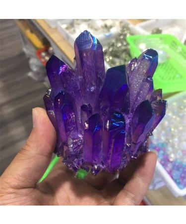 Natural Purple Electroplating Transparent Crystal Cluster Stone Ore Demagnetization Stone Mesh Suitable for Home Raw Stones and Minerals FUZEGRDLI 350-400g - Buy Online on GoSupps.com
